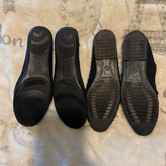 2 pair bundle womens black flats shoes size 7 & 7.5 - Picture 5 of 5